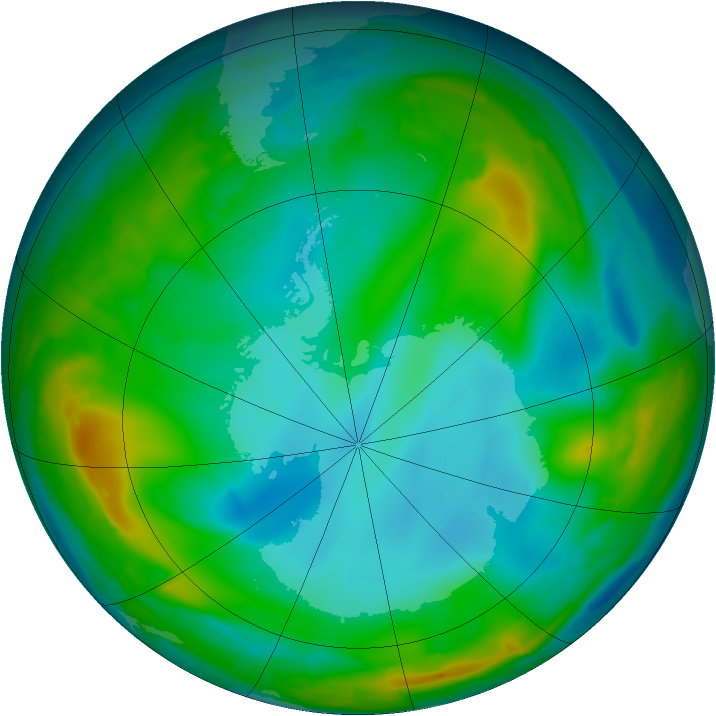 Antarctic ozone map for 28 June 2009